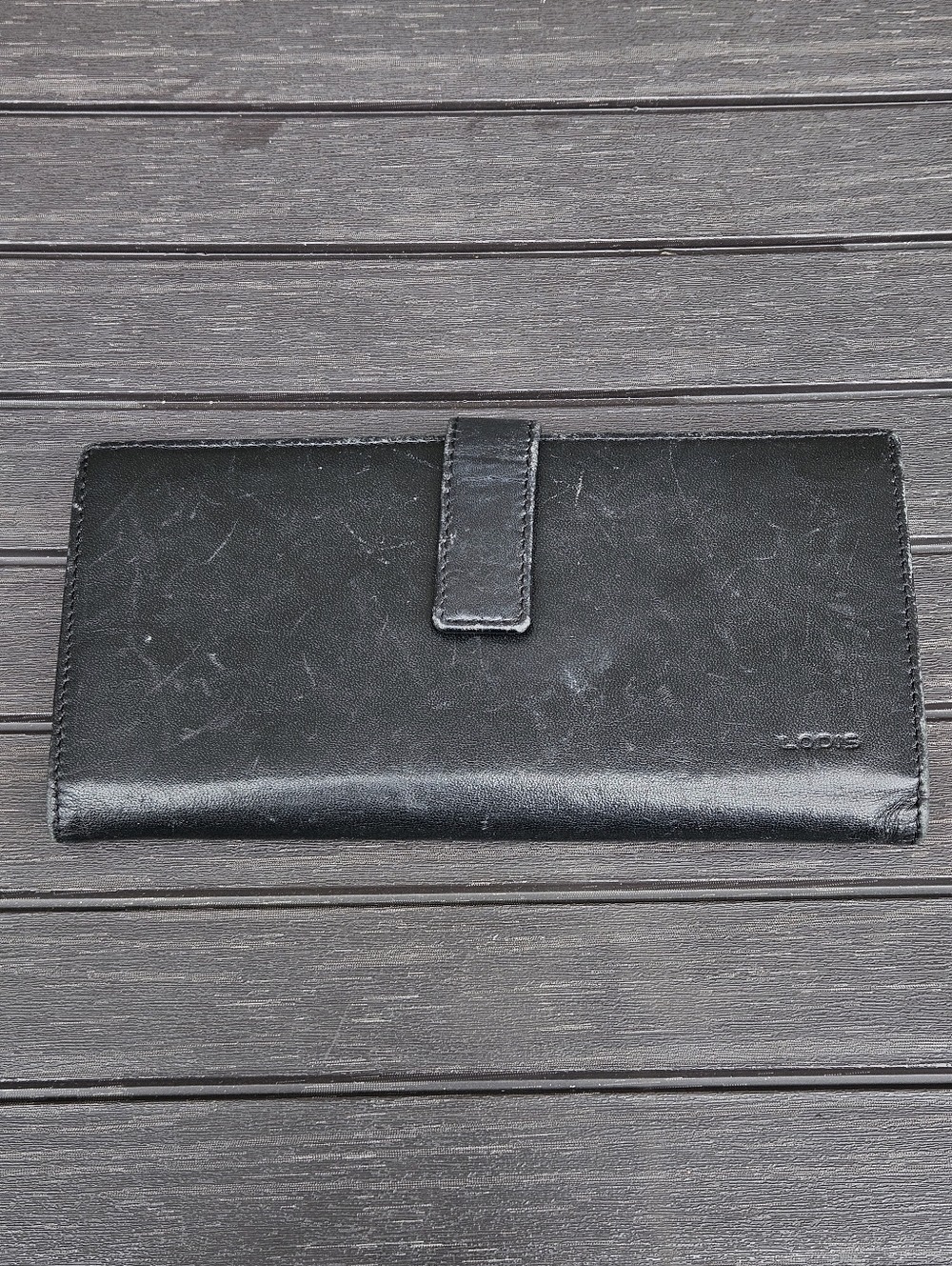 Lodis Womens Black Leather Checkbook Wallet Bifold Thin Lightweight Leather VTG